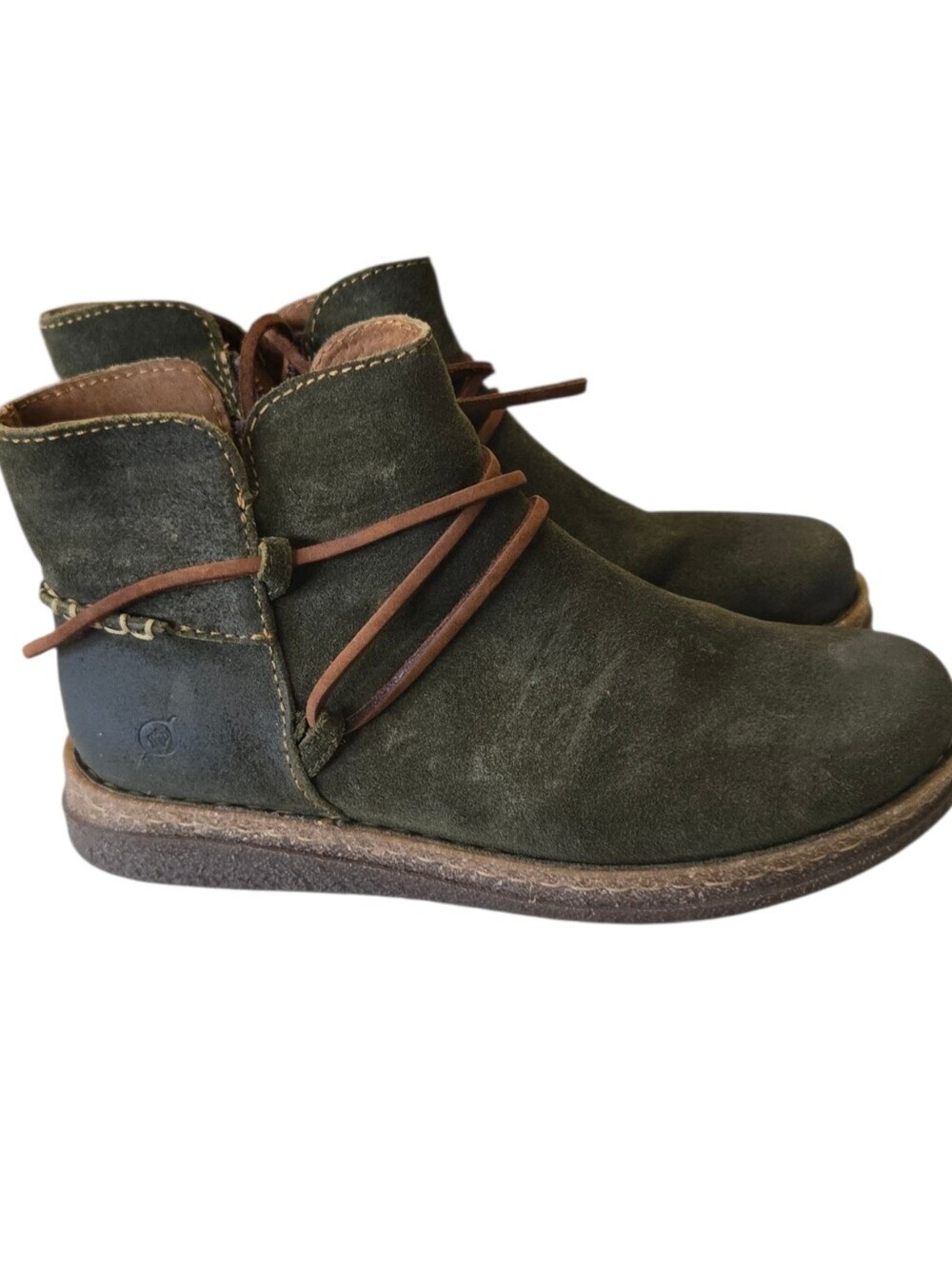 ✨ Born “Calyn” Distressed Olive Green Leather Ankle Boots – Size 8.5 ✨ - Picture 9 of 12